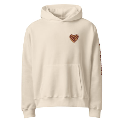 I Heart Zebras oversized unisex hoodie with zebra-inspired design representing rare, chronic, and invisible conditions awareness