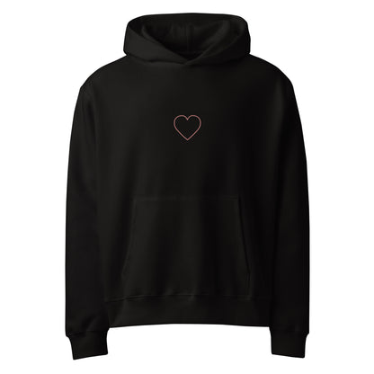 Just an Average Heart oversized unisex hoodie featuring a minimalist heart design representing chronic and invisible conditions awareness