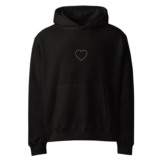 Just an Average Heart oversized unisex hoodie featuring a minimalist heart design representing chronic and invisible conditions awareness