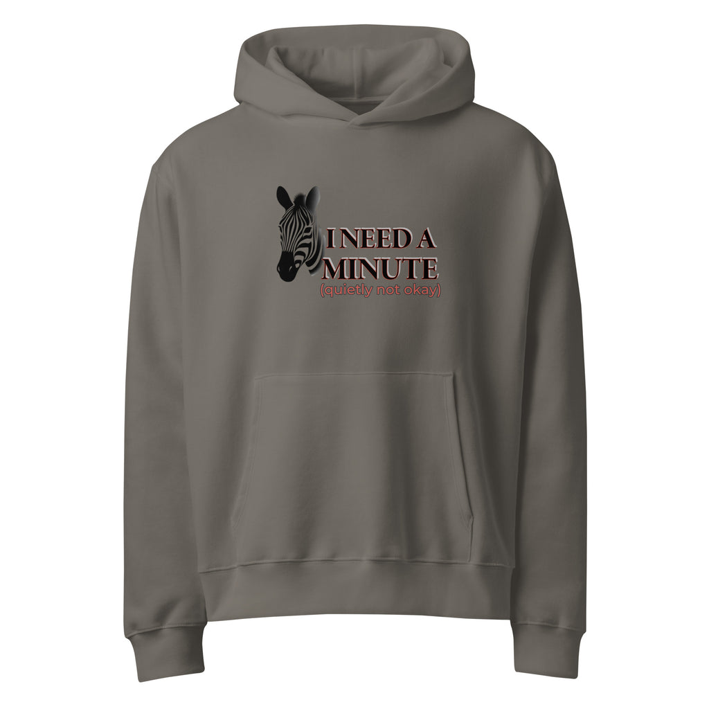 Gray, Unisex Disability awareness hoodie with "I Need a Minute" design