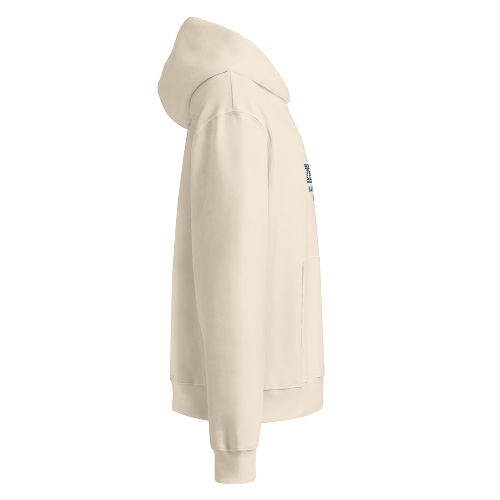 Beige Chronic Illness Awareness hoodie with a "Zebra In A world Full of Horses" logo on the chest pocket against a white background
