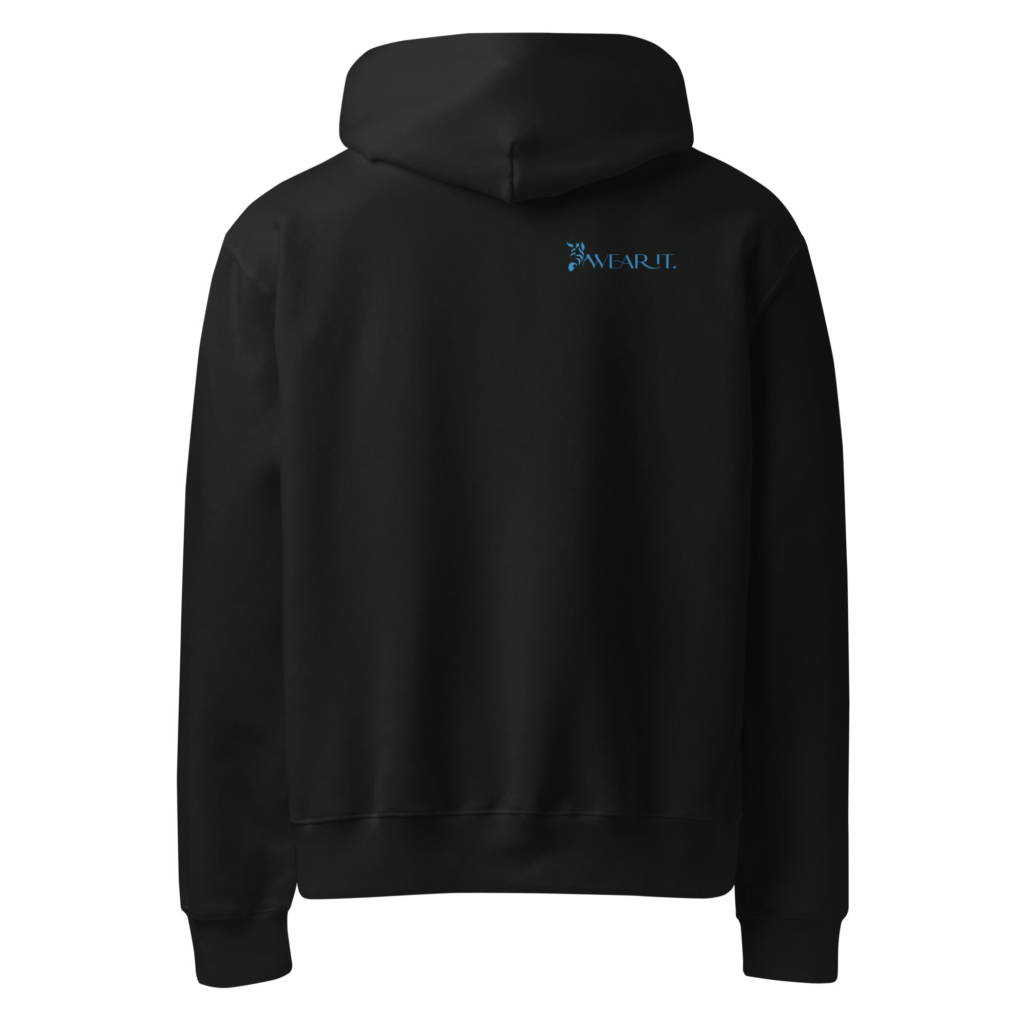 Black Disability hoodie with a WearIt logo on the back against a white background.