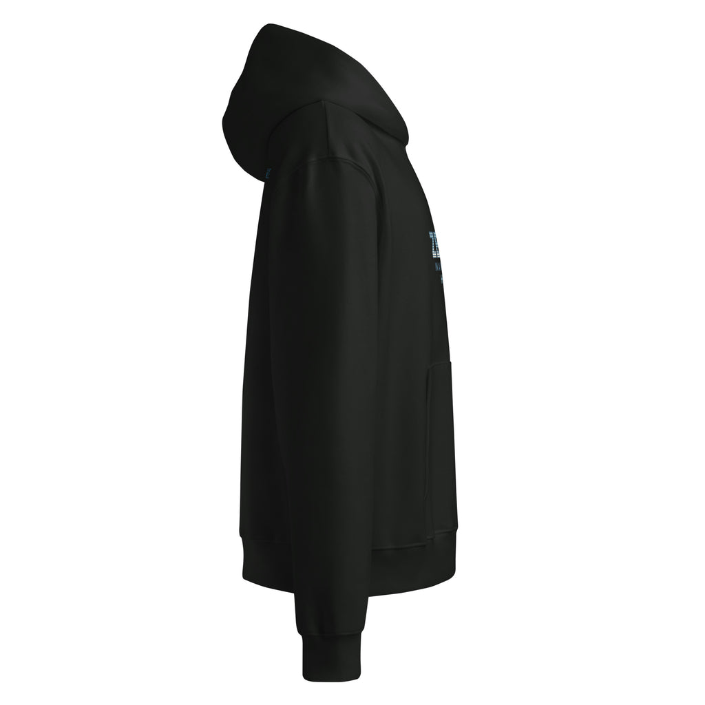 Black rare disease gift hoodie with "Zebra In a world full of horses" logo on the front, from the side.