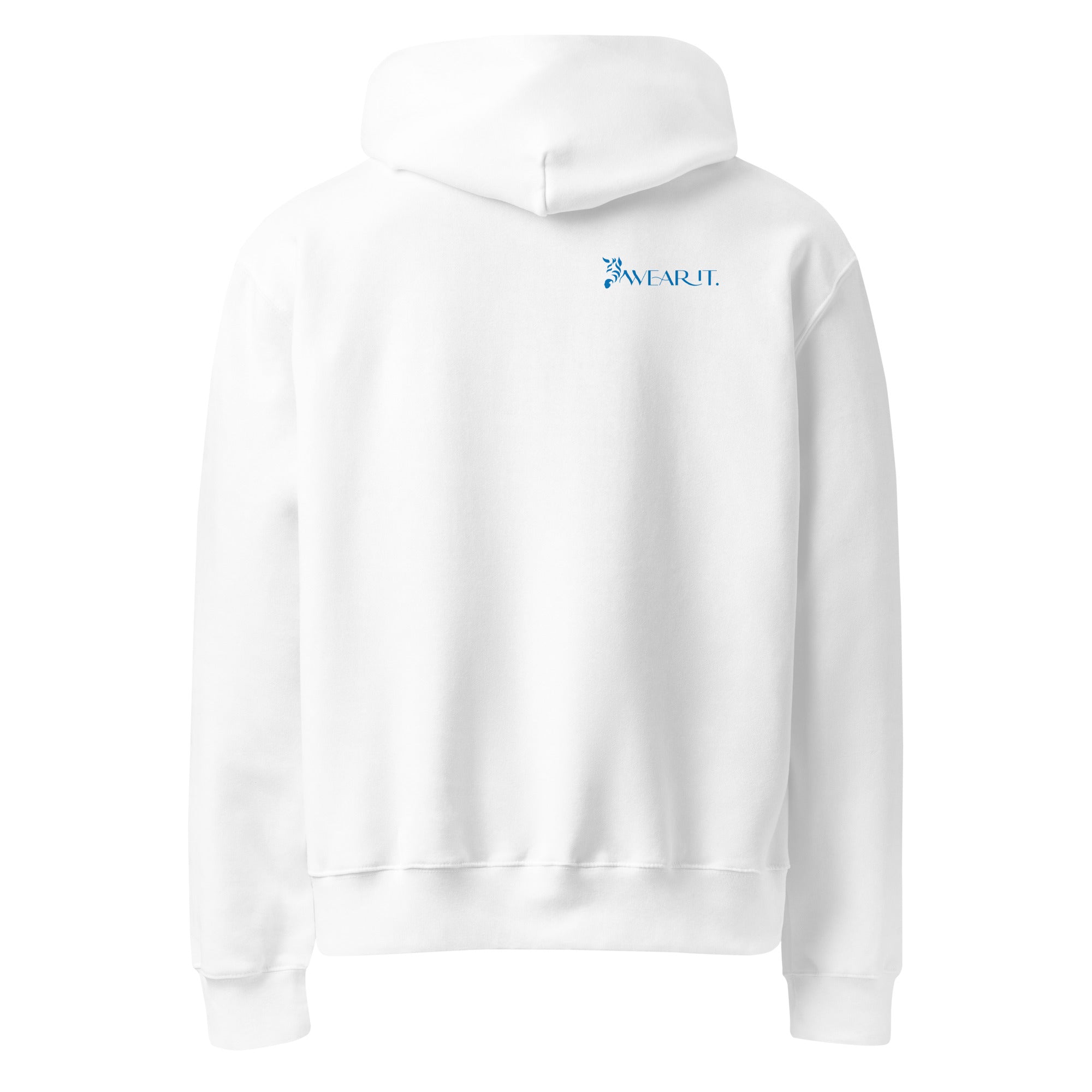 White Disability Awareness hoodie with a Wearit logo on the chest against a white background